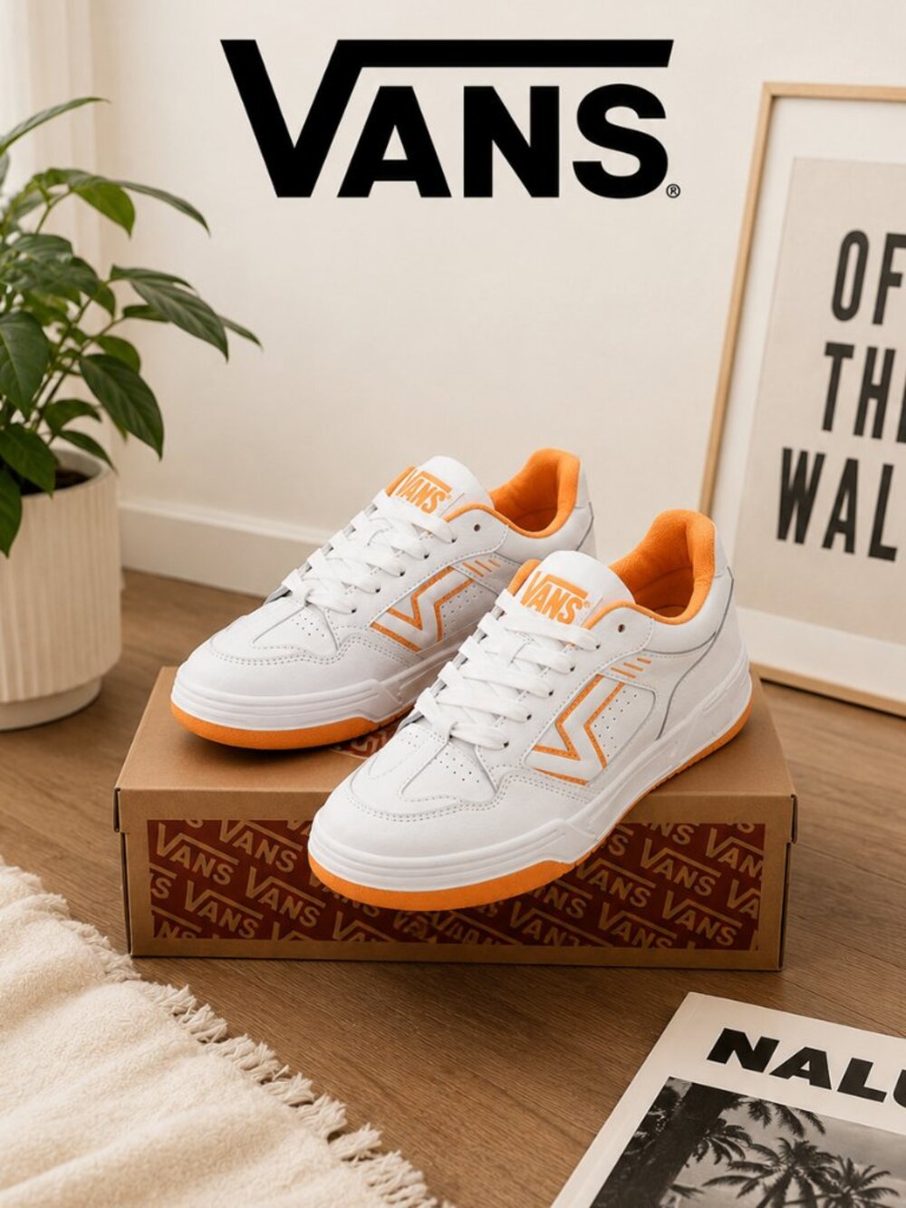 Vans Upland CC White Orange Men 9/wom 10.5 Skate Shoes Low Top Sneakers 721356